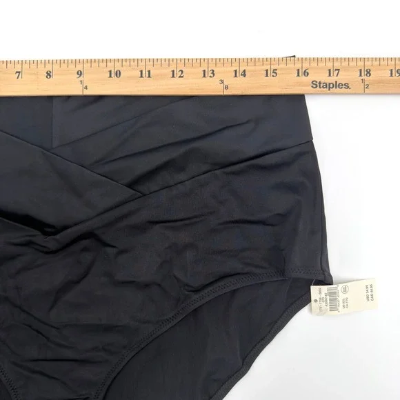 Aerie High Waisted Full Coverage Cross Waist Swim Bottoms Black XXL - Picture 10 of 12